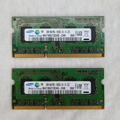 4GB Samsung 2x2GB 1Rx8 PC3-10600S-09-10-ZZZ M471B5773CHS-CH9 Laptop Memory RAM - Image 1 of 2