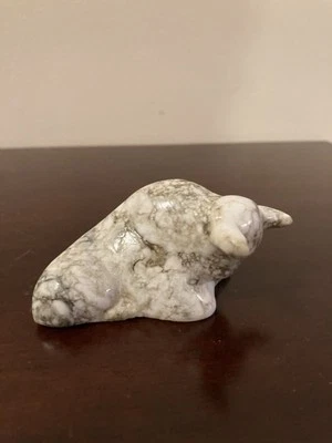 Estatua de toro de mármol gris tallada a mano decoración del hogar vintage URSS Foto 1 de 4