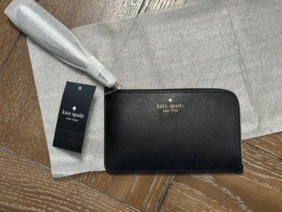 NUEVO CON ETIQUETAS Muñequera Pequeña Kate Spade Lucy Cuero Negro Cremallera en L KH613 ¡ENVÍO RÁPIDO!  Foto 1 de 4