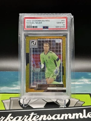 PSA 10 💎 2023 PANINI Donruss Soccer Base GOLD /10 Card Manuel Neuer POP 1 - Bild 1 von 3