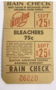 1960 Ticket Yankees Clinch Wimpel in Boston Ted Williams letzter Multi-Hit GM - Bild 1 von 2