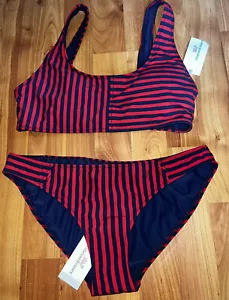 Costume da bagno bikini 2 pezzi a righe rosso/blu Vineyard Vines nuovo con etichette ~ taglia small - Foto 1 di 5