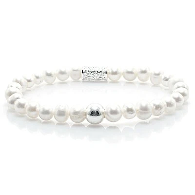 Süßwasserperlen 925 Sterling Silber Armband Bracelet Perlenarmband glatte Kugel - Bild 1 von 2
