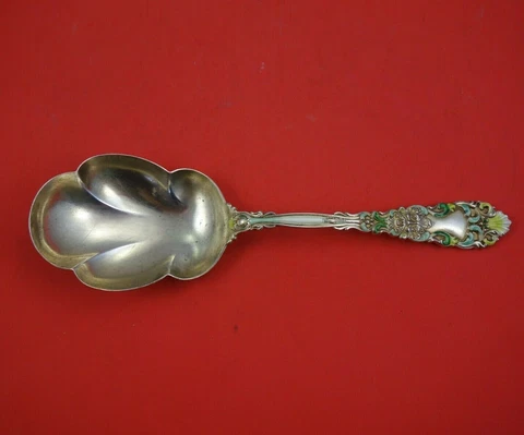 Renaissance by Dominick and Haff Sterling Silver Berry Spoon Vermeil Enameled 9" Cover