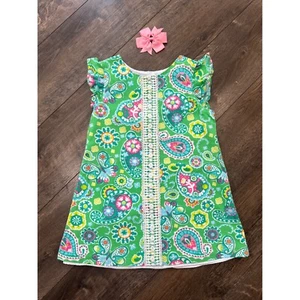 Counting Daisies Girls Green Paisley Dress Ruffle Sleeves Lace Summer Size 6x - Picture 1 of 7