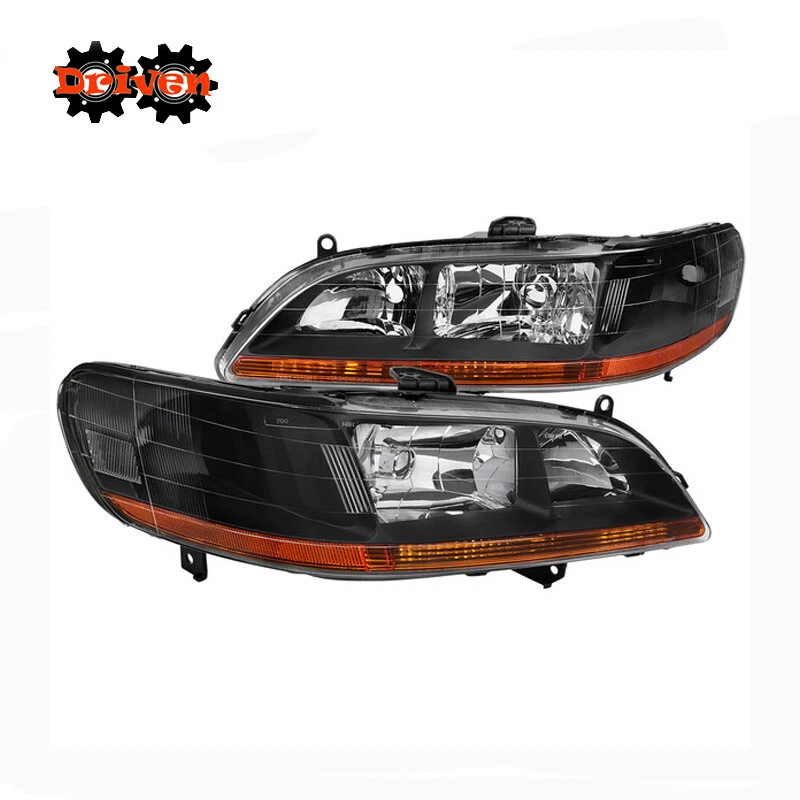 For Honda Accord 98-01 2/4  4cly V6 JDM Black Headlights Amber Reflector Inspire - Изображение 1 из 4