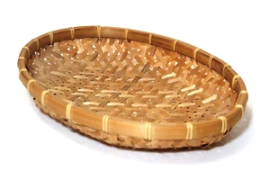 Winnowing Basket Bamboo Wicker Woven 12.5" Oval Bowl - Picture 1 of 8