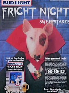 Spuds Mackenzie Halloween Fright Night Vintage Bud Light 1988 Original Print Ad - Picture 1 of 8