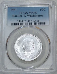 1951 Booker T Washington Half Dollar PCGS MS65 Frosty White Just Graded PQ J706L - Picture 1 of 4