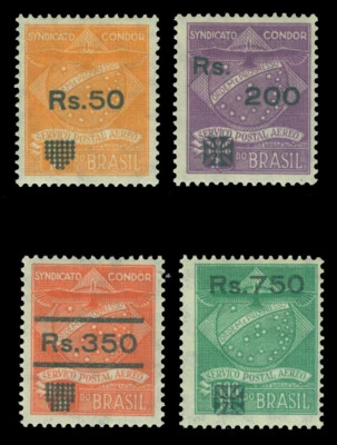BRAZIL 1930 AIRMAIL - Condor Syndicate Surcharged set  Sc# 1CL10-1CL13  mint MH - Image 1 of 2