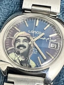 Lanco President Big Pix Saddam Hussein Iraq Watch Men Watch Blue Rare - Picture 1 of 11