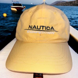 Vintage 90s Nautica Competition Hat Adjustable Inside Fleece Lined Yellow Rare - Picture 1 of 6