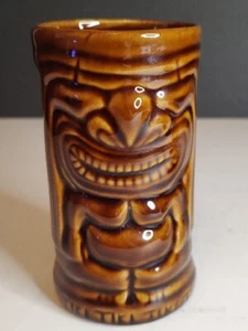 Hawaiian Tiki Mug Cup Two's Company 5" Brown Ceramic Tiki Cup - Picture 1 of 8