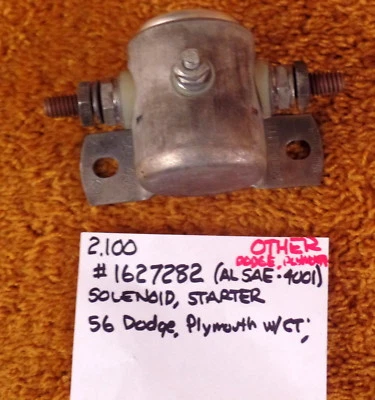 Dodge/Plymouth 1956 solenoide de arranque nuevo 1627282 (Autolite SAE-4001) Foto 1 de 4