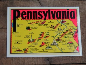 Vintage PENNSYLVANIA PA Map State Travel Souvenir Water Decal - Bild 1 von 1