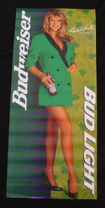 RACHEL HUNTER beer poster Budweiser St. Patricks Day green dress & heels 1996 - Picture 1 of 1