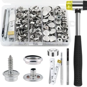 Canvas Snap Kit, 186PCS Snaps Button, Heavy Duty Fastener Tool Set, Stainless... - Picture 1 of 8