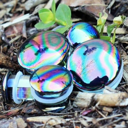 PAR de tapones de una sola llamarada de vidrio Aurora Foto 1 de 4