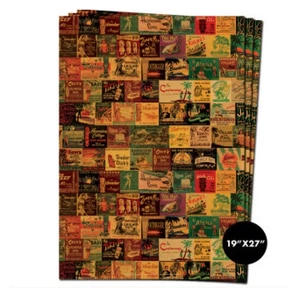 Retro A Go Go Geschenkpapier Geschenkpapier! Tiki Streichholzschachtel Druck! Nagelneu! - Bild 1 von 3