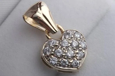 Herz Anhänger 585 er Gelbgold Kristall 14 Karat - - Bild 1 von 4