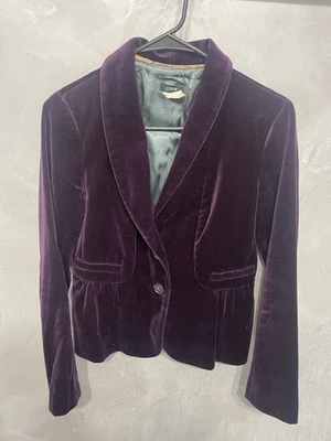 Chaqueta Blazer J Crew Terciopelo Peplum Eden Púrpura Talla 2 Foto 1 de 4
