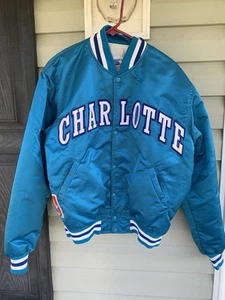 Vintage 90s NBA Charlotte Hornets Starter Varsity Bomber Jacket size L 1990s - Picture 1 of 11