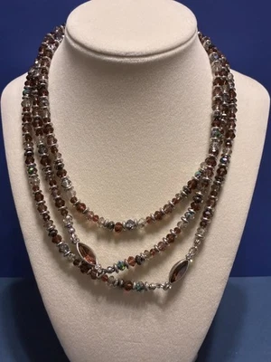 Collar Largo Casa Blanca Mercado Negro Tono Plateado-Granate/Cuentas Transparentes/Cristales  Foto 1 de 4