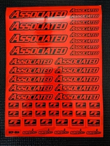 PS-FR-AS Associated Stickerbogen Decals Sticker Fluo Red RC8B3.2 RC8B4 - Bild 1 von 1