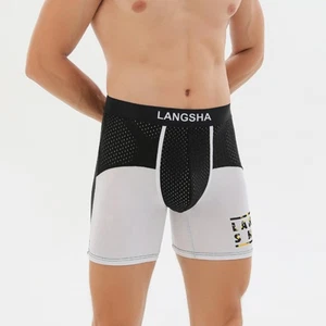 Mesh Men Long Leg Underwear Boxer Shorts Briefs Underpants Sport Gym Jog Classic - Picture 1 of 12