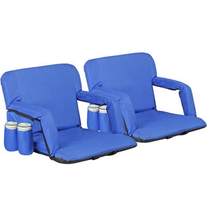 2PCS Foldable Stadium Seat for Bleacher w/6 Reclining Position and Backrest Blue - Picture 1 of 22