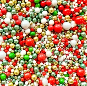 Christmas Sprinkles Metallic Green red Gold White Chocolate cupcake cake toppers - Picture 1 of 1