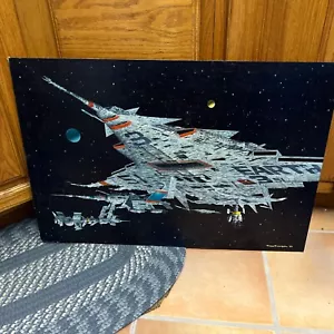 Tony Fachet Space Oil Painting 1977 Canvas Board 19x27.5” - Picture 1 of 14