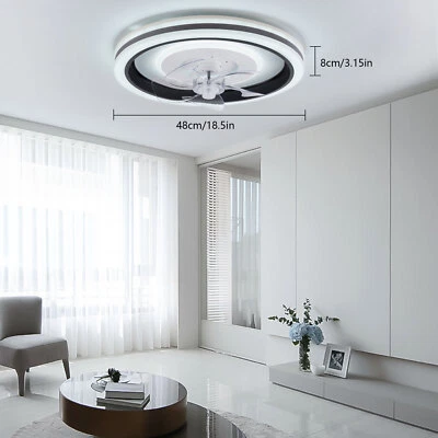 6 Speeds Ceiling Fan Light Flush Mount Ceiling Fan Lamp Fixture & Remote Control - Image 1 of 4