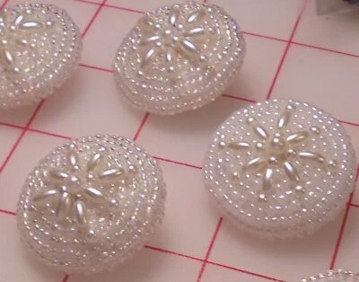 4 botones nupciales LG hechos a mano de colección 8 cuentas de vidrio central estrella puntiaguda blanco AB Foto 1 de 4