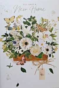 Neues Zuhause Grußkarte, Sie haben ein neues Zuhause - Blumenkarte mit Umschlag - Bild 1 von 5