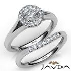 1.37ctw Classic Bridal Halo Pave Round Diamond Engagement Ring GIA E-VS1 W Gold