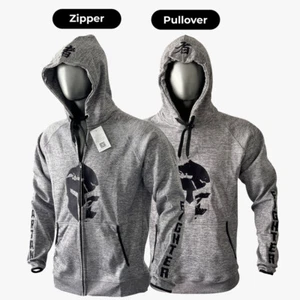 Victorbudo Herren American Spartan Warrior Hoodie Gym Workout Fighter (grau) - Bild 1 von 14