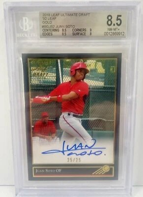 Juan Soto 2018 Leaf Ultimate Draft Gold #BG-JS2 Rookie Auto BGS 8.5 25/25  - Image 1 of 2