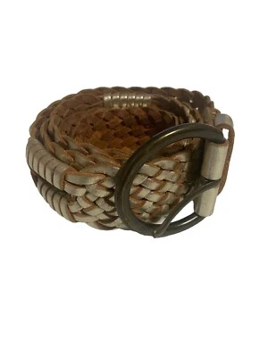 Cinturón trenzado de cuero con cordones dorados GAP ancho 1,5 pulgadas talla grande 48 pulgadas para mujer Foto 1 de 4