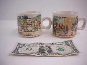 Vintage Campbell's Soups Glass Mugs Set of 2 - Replica 1910 Souvenir Postcard - Picture 1 of 4
