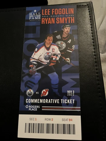 Lee Fogolin & Ryan Smyth Edmonton Oilers hall of fame commemorative game ticket Cover