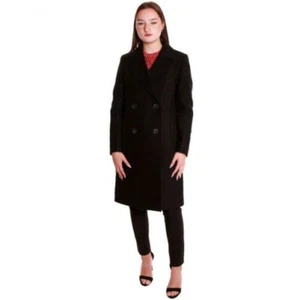QUEGUAPA Coat Woman IN Cloth Sexy Black Double Chest Black Max 7285 - Picture 1 of 7