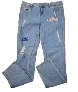 Justice Girls Size 16.5 Jeggings Distressed Embroidered 34/29 - Picture 1 of 11