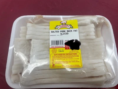 Salted Pork Fatback Sliced 2 POUNDS Southern Country Food , Soul Food, READ DESC - Image 1 of 4