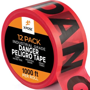 12pk Danger/Peligro Do Not Enter Tape Roll - 12 Rolls - 1000 Ft x 3 Inch Wide - Picture 1 of 5