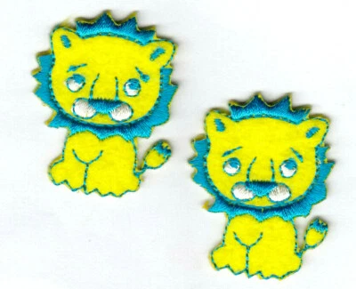 LION BABY SET OF 2 SMALL Iron On Patch Zoo Children Babies - Image 1 of 2