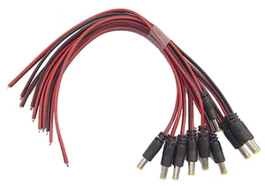 10 Pcs DC Jack 2.1mm x 5.5mm Male end Pigtail Security Camera Power Connection - Picture 1 of 5