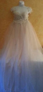 Sparkly Woodland Fairy Empire Lace Crystal Pearl Tulle Bridal Sheath Ball Gown - Picture 1 of 11