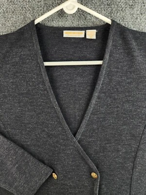 VTG Brooks Brothers Women Cardigan Sweater Charcoal Gray Medium Knit Long Sleeve - Image 1 of 4