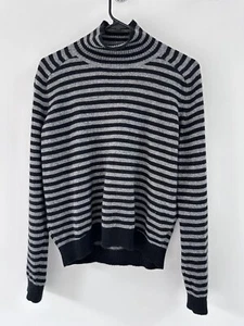 Vince Langarm Kaschmir grau/schwarz gestreift Rollkragen Gr. S, mit Ellenbogenreparatur - Bild 1 von 11